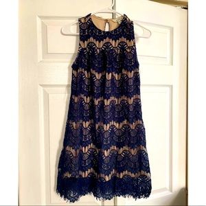 Xxsmall Navy blue sheath lace dress